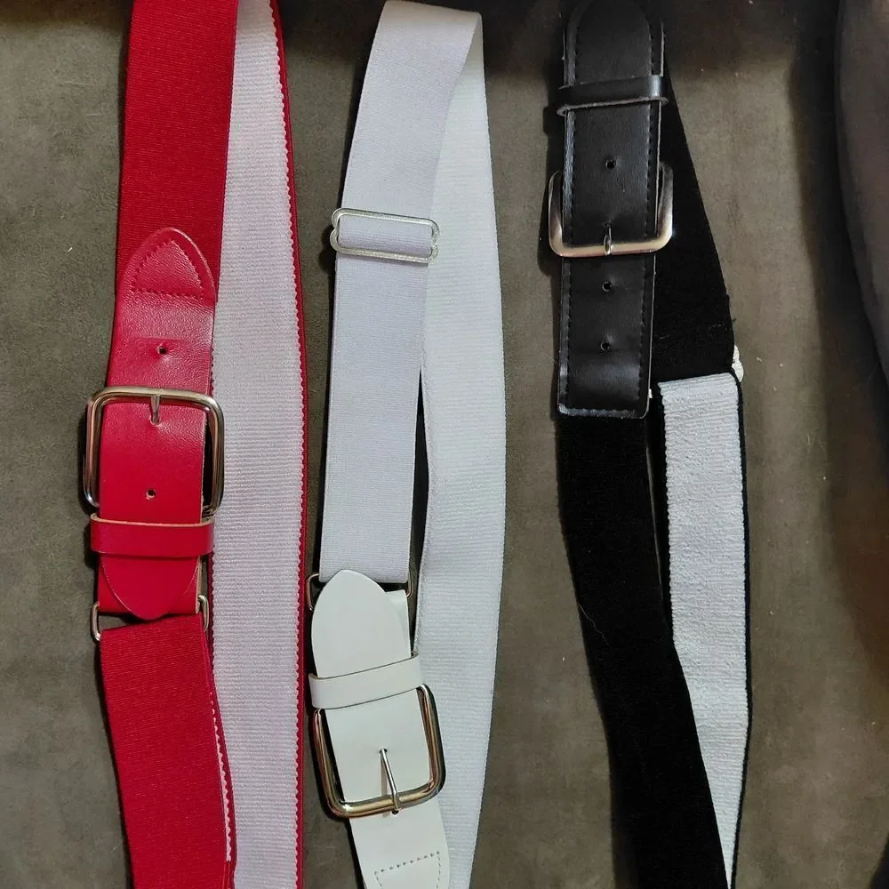 Set of Red, White, and Black Elastic/Stretch Belts